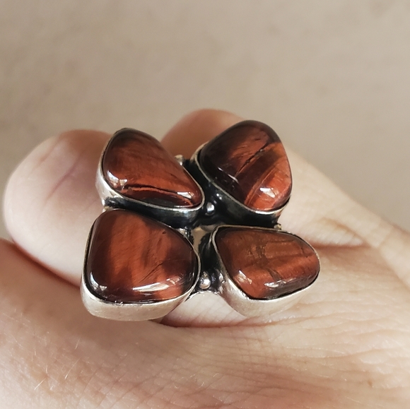 New Red Tiger Eye 925 Silver Ring. - Picture 11 of 16